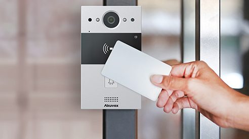 A card at a door reader